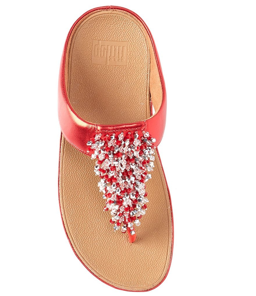 FitFlop Rumba Beaded Fringe Detail Toe-Post Wedge Sandals
