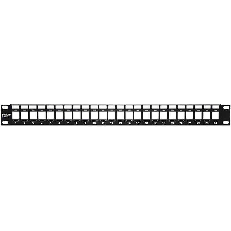 24Port Blank Keystone 1U Patch Panel TCKP24 1U 19 Metal Rackmount Housing Recommended wTCK25C6 TCK50C6 Cat6 Keystone Jacks Sold Separately
