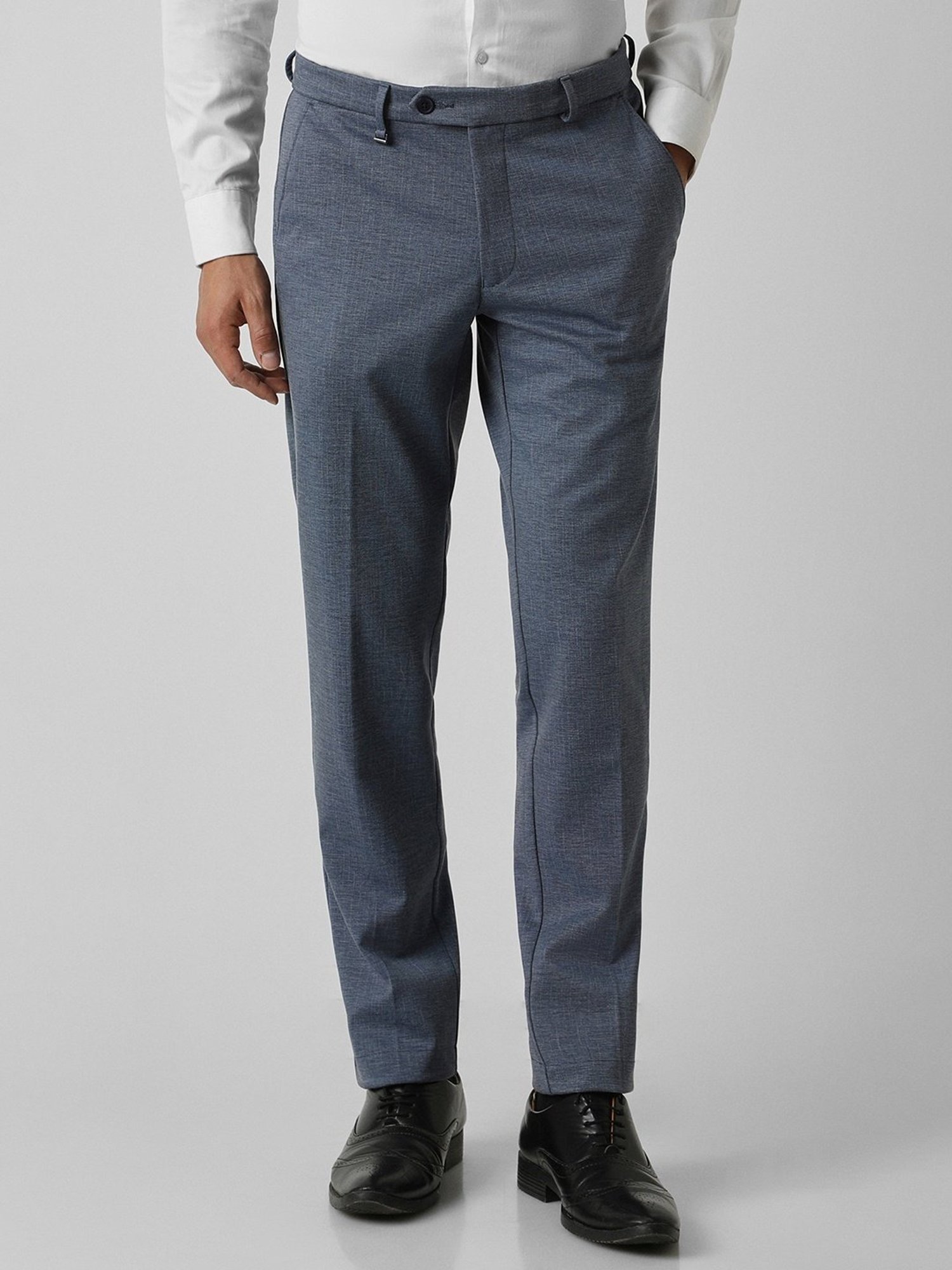 Van Heusen Blue Slim Fit Texture Trousers
