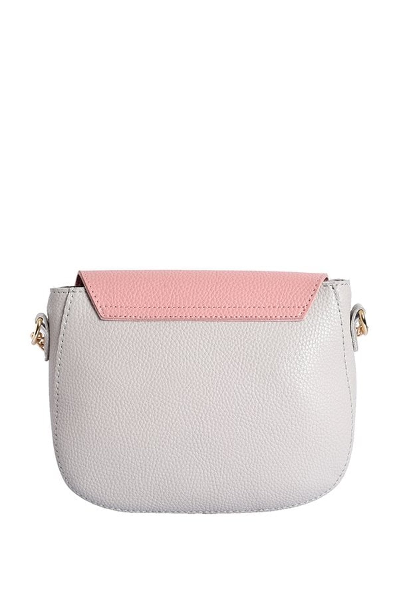 Lino Perros Pink & Light Grey Solid Flap Sling Bag