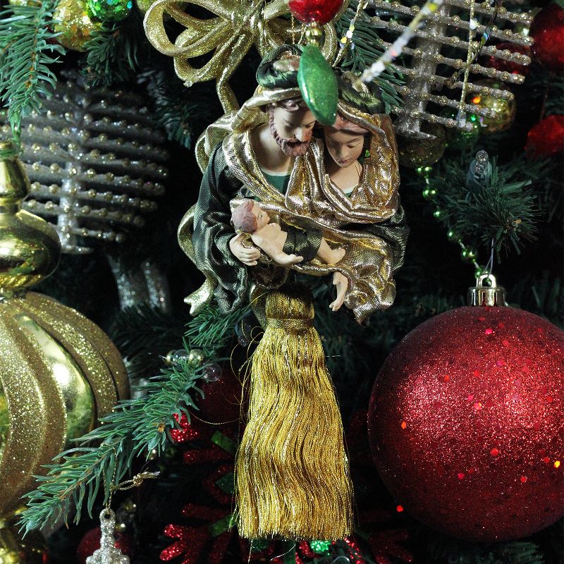Roman 8" Holy Family Religious Tassel Christmas Ornament - Green/Gold