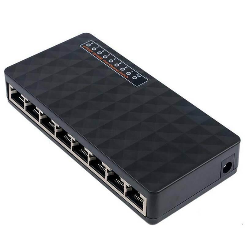 10/100 Mbps 8 Port Fast Ethernet LAN Desktop RJ45  Network Switch Hub Adapter, Unmanaged, Plug-and-Play