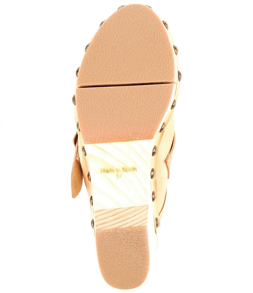 Free People Culver City Leather Studded Buckled Strap Clogs