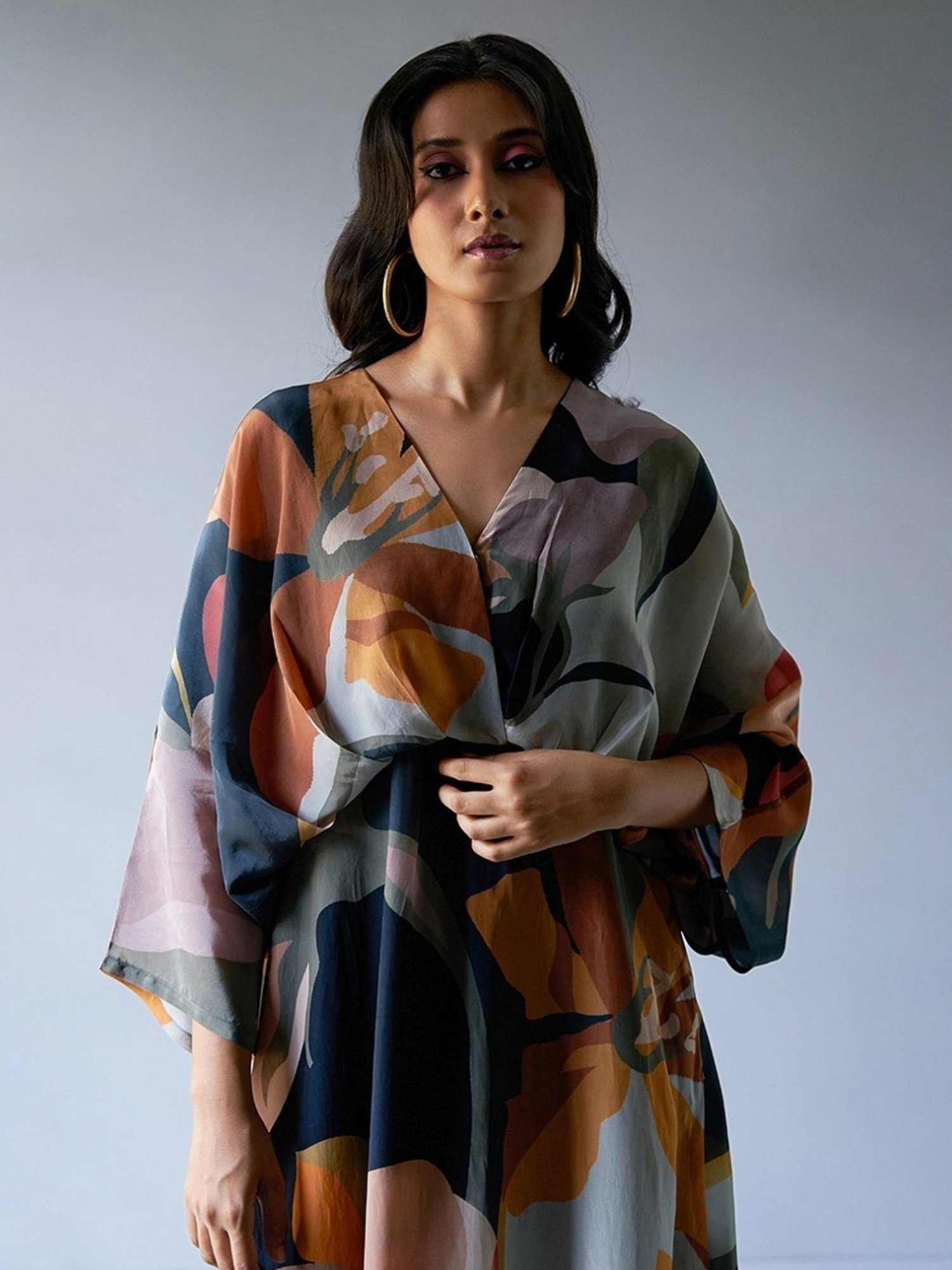 Ganga Fashions Black, Grey & Brown Mix Colour Crepe Silk Printed Kurta with Pant