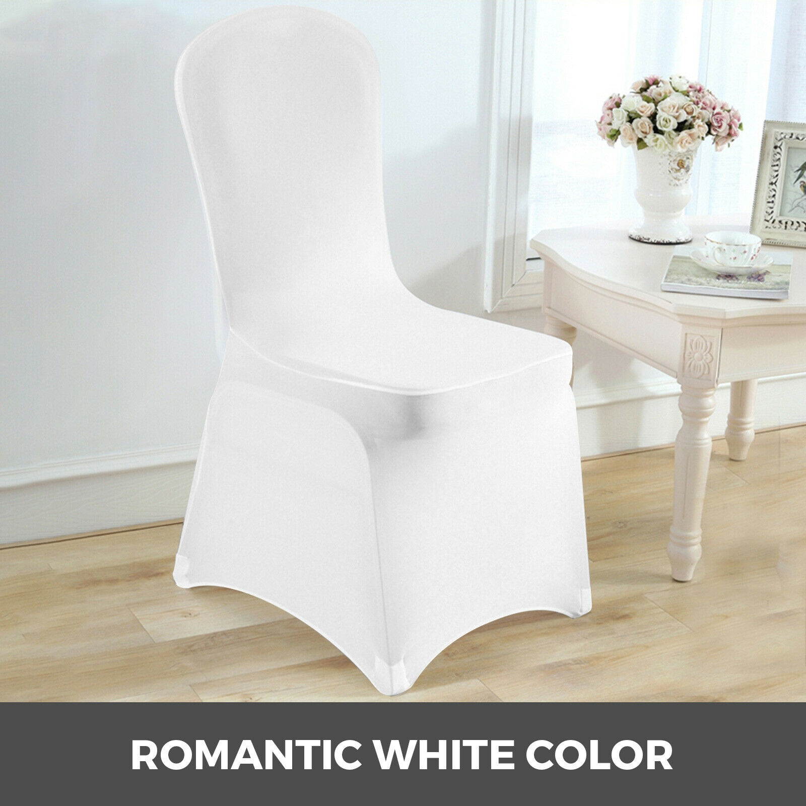 100PCS Spandex Stretch Chair Covers White for Wedding Party Banquet Decoron
