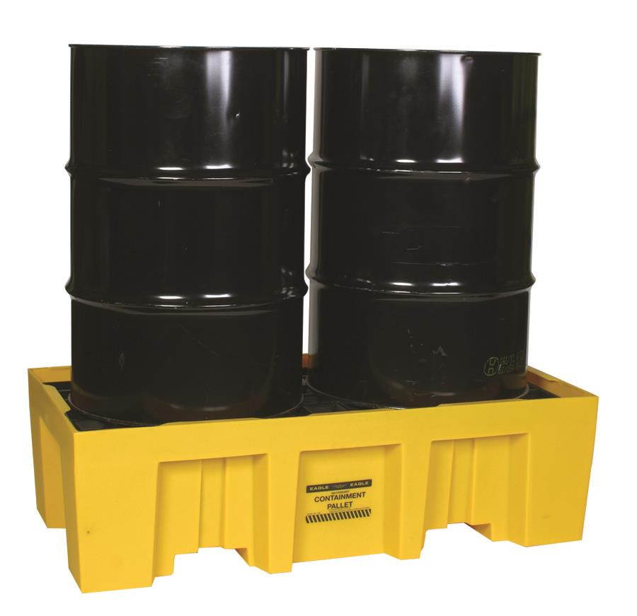 Eagle Mfg - 1620 - Eagle Yellow High Density Polyethylene 4000 lb 66 gal Spill Pallet - Supports 2 Drums - 26 1/4 in