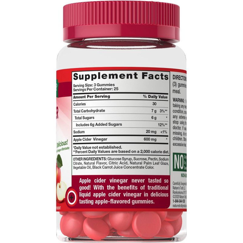 Nature's Truth Apple Cider Vinegar 600mg Gummies - Apple - 75ct