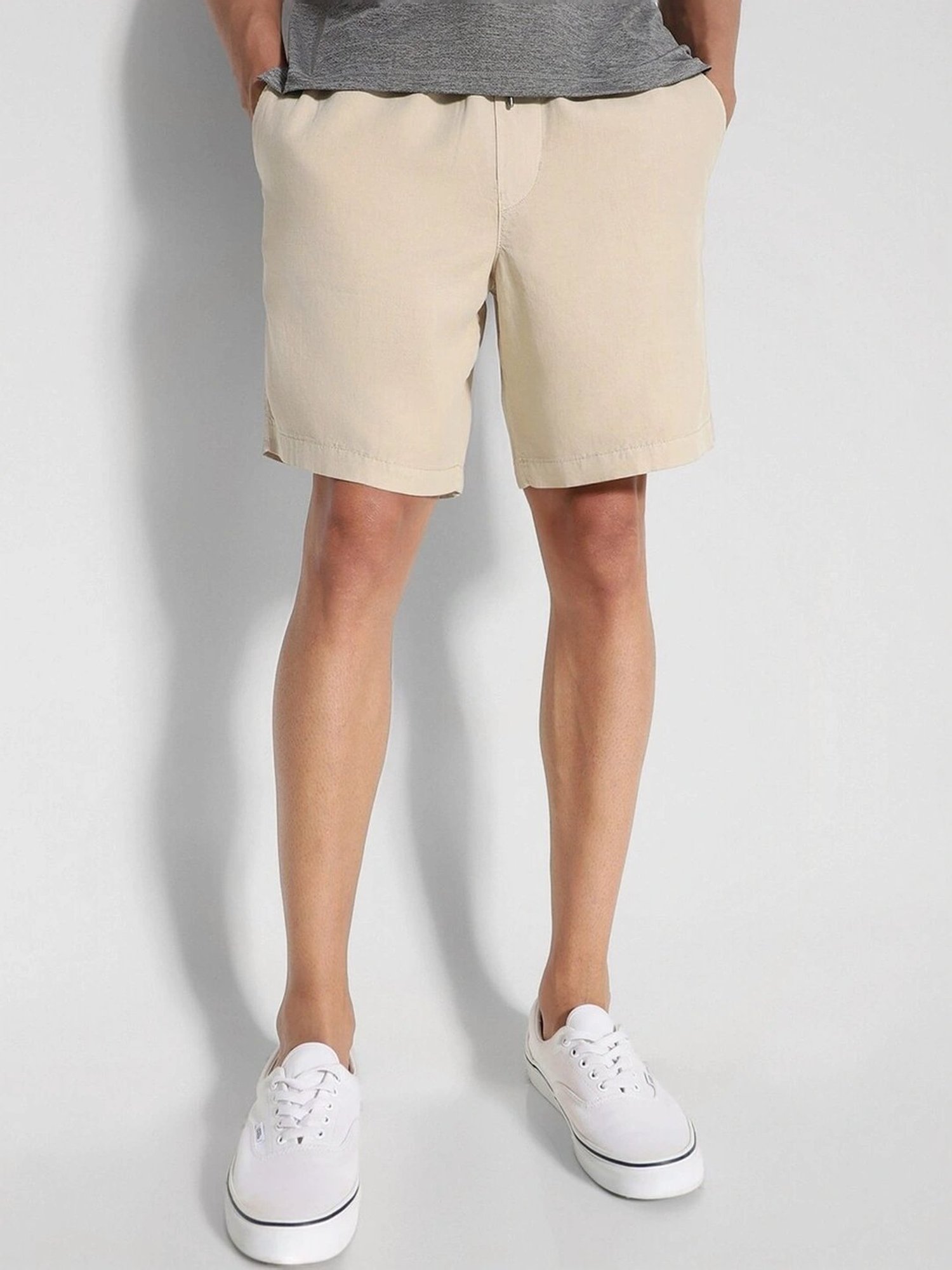 American Eagle Beige Cotton Regular Fit Shorts