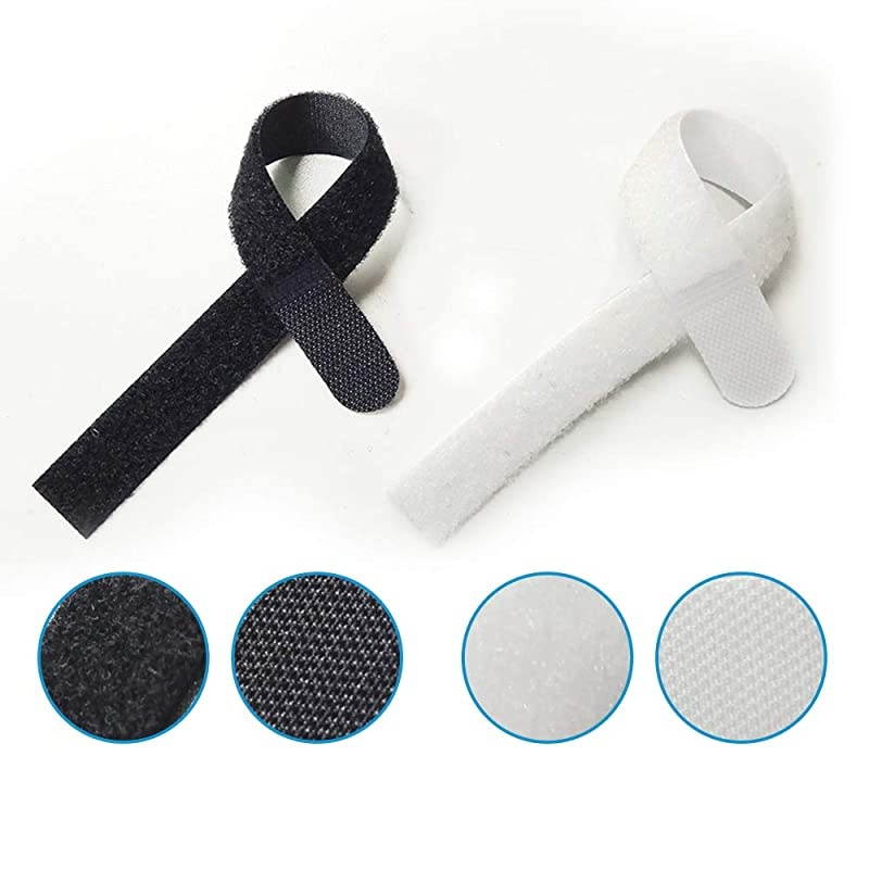 50 Pack Fastening Cable Straps Reusable Cord Organizer Keeper Holder Cable Ties for Earphones Earbuds Headphones Home Office Tablet PC TV Wire Management 3 Size Black and White