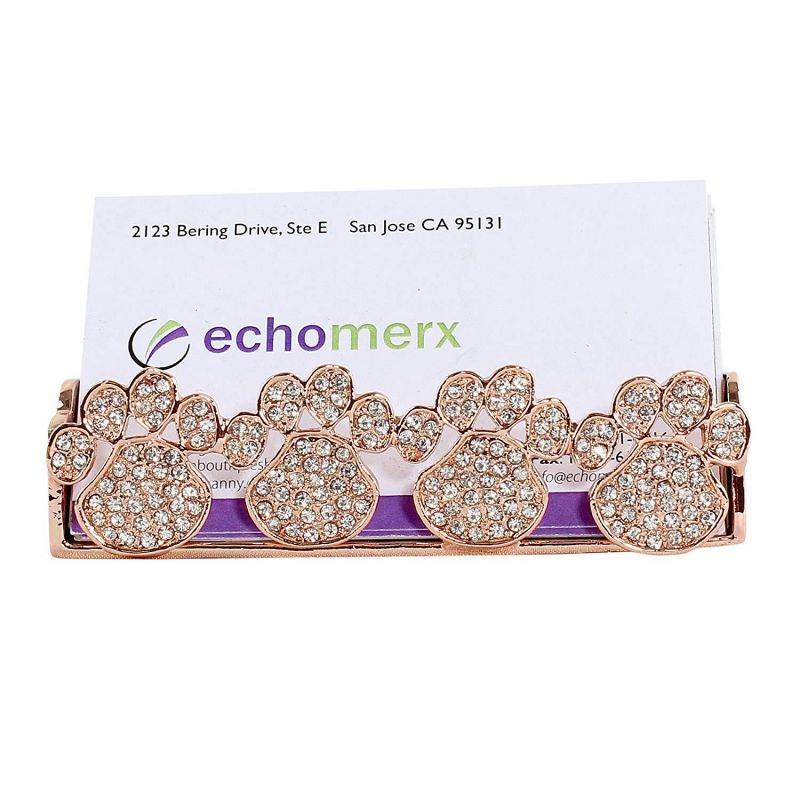 Paw Print Business Card Holder (rose gold)