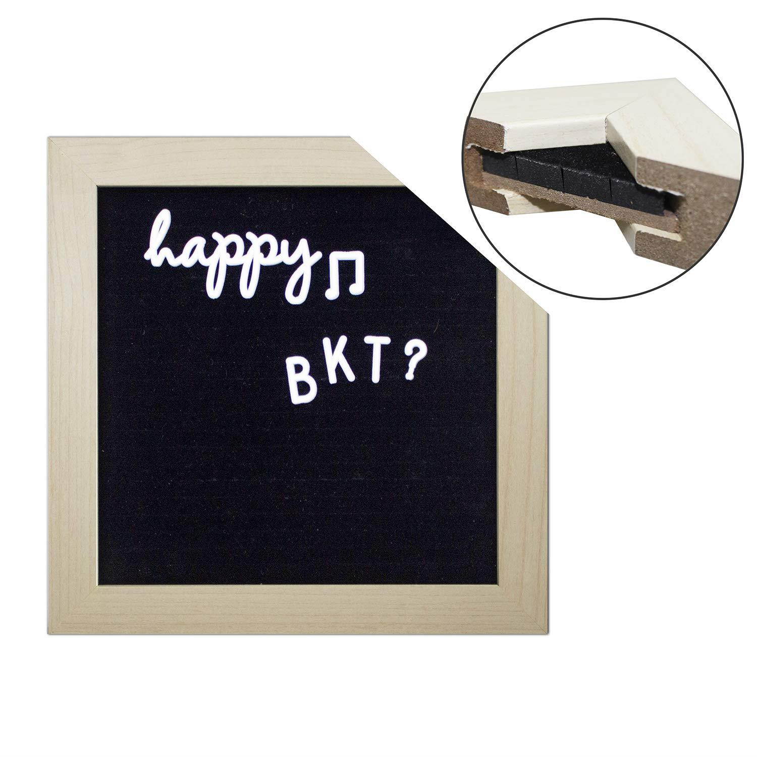 USPHAROS Black Felt Letter Board 8x8 inches - Changeable Wooden Message Boards Include Oak Frame & 183 White Letters - Great for All Occasion (Black, 8"x8")