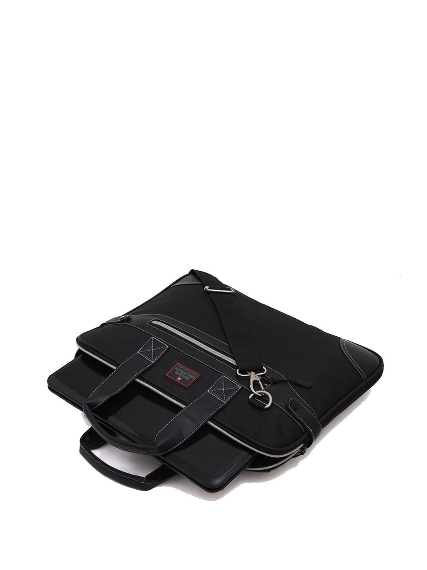 Swiss Military Black Solid Small Laptop Messenger Bag
