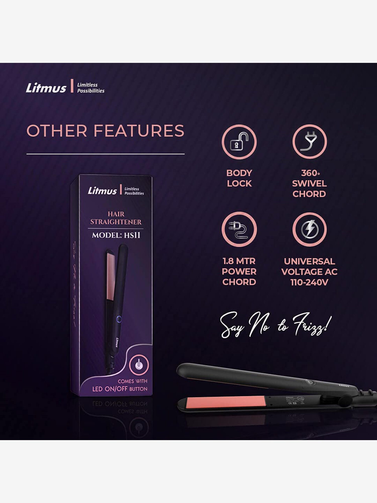 Litmus Do-it-Yourself HS11 Hair Straightener (Black/Gold)