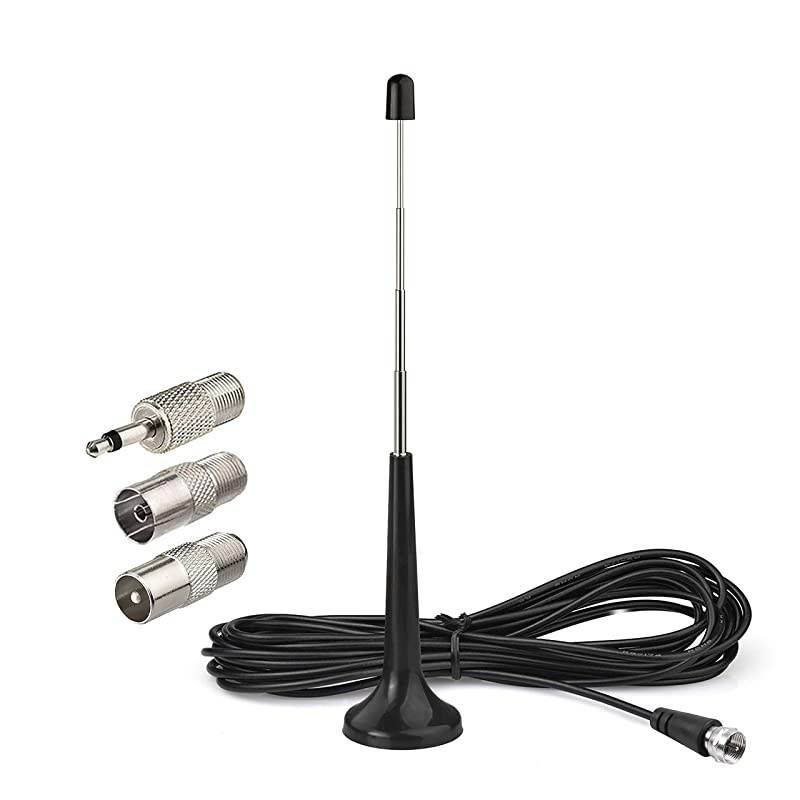 TV Antenna Digital TV Antenna Indoor Telescopic HD TV Antenna Replacement Portable Magnetic Base TV Antenna for HDTV ATSC Digital TV Converter Box TV Tuner Receiver F Type Plug 10 feet Cable