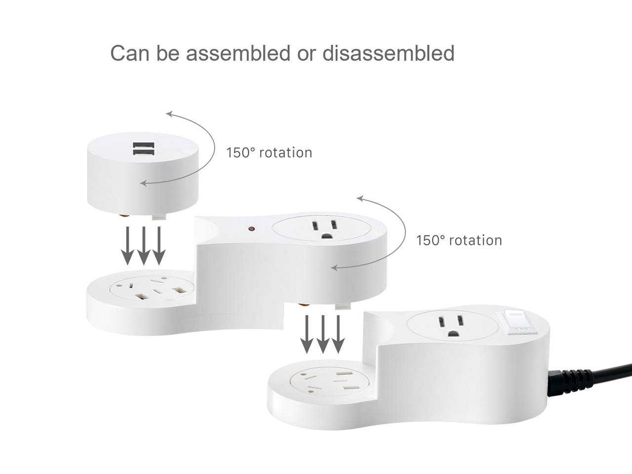 EDu Pivot Smart Power Strip  Smart Sockets Module Removable for DIY ,Smart Power Strip No Hub Required for Extend Socket, Ordinary US Standard Module