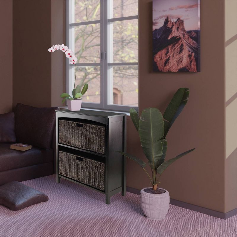 3pc Terrace Storage Set with 3 Tier Shelf and Baskets Espresso Brown - Winsome