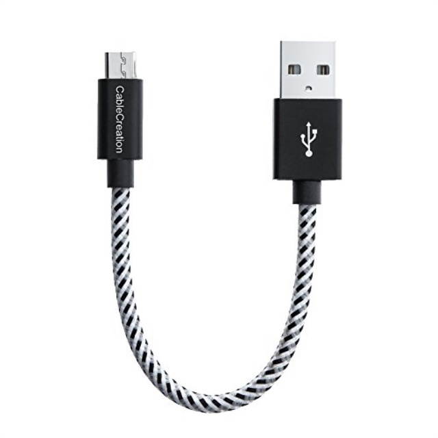 CableCreation USB 2.0 A Male to Micro USB Triple Shielded Wired Cable,Short Micro USB cable for Fire Stick, Power Pack,0.5 Feet - Black