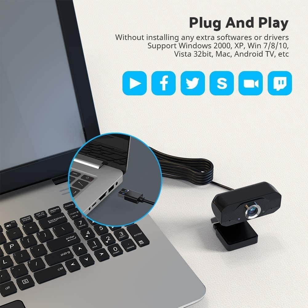 1080P Full HD Webcam, Streaming Web Camera with Microphones, Webcam for Gaming Conferencing & Working, Laptop or Desktop PC, USB Computer Camera for Mac Xbox YouTube Skype etc