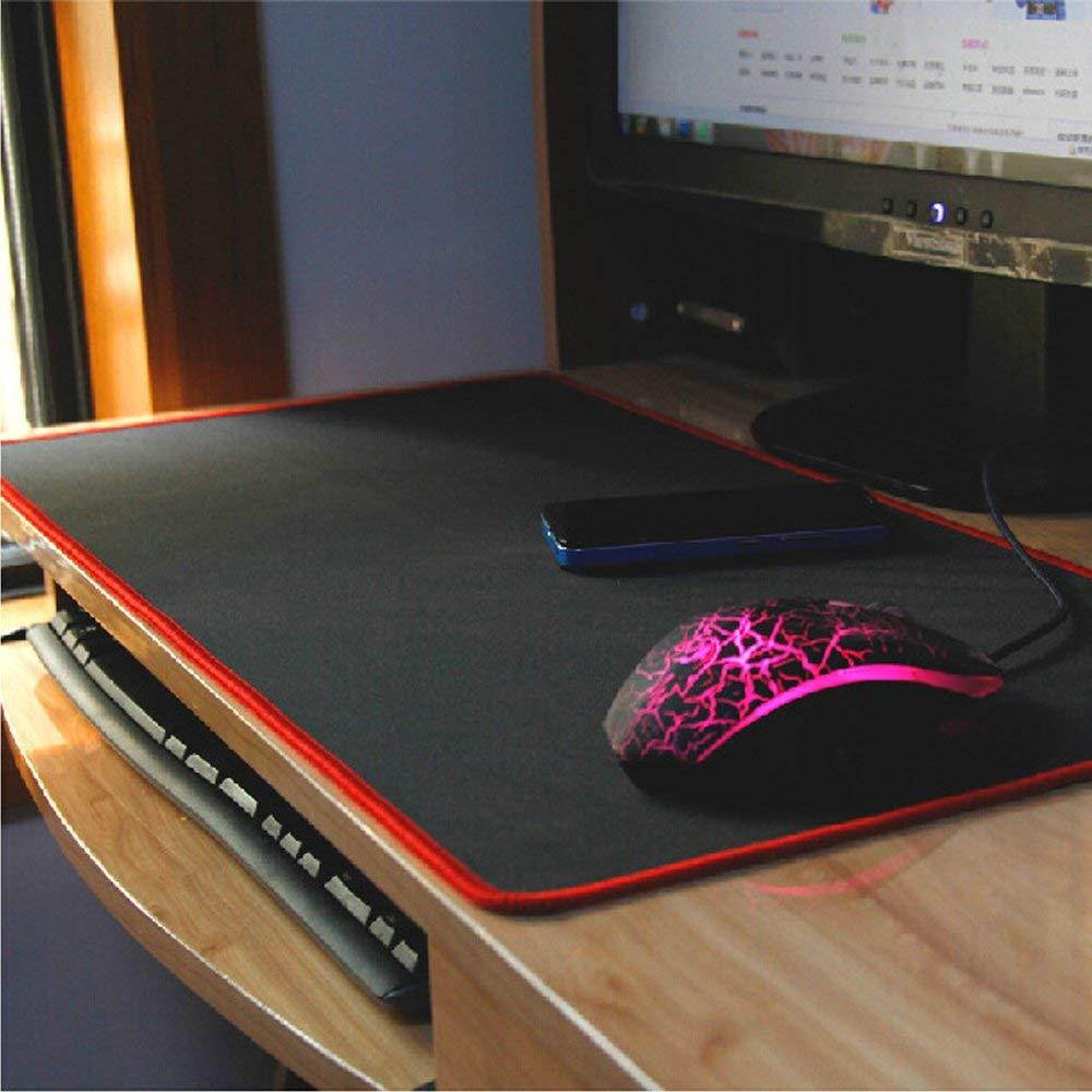 Kupx Thick Extended Edition Cloth Gaming Mouse Mat with Non-slip Rubber Base and Red Edge, 23.6x11.8x0.08-Inch
