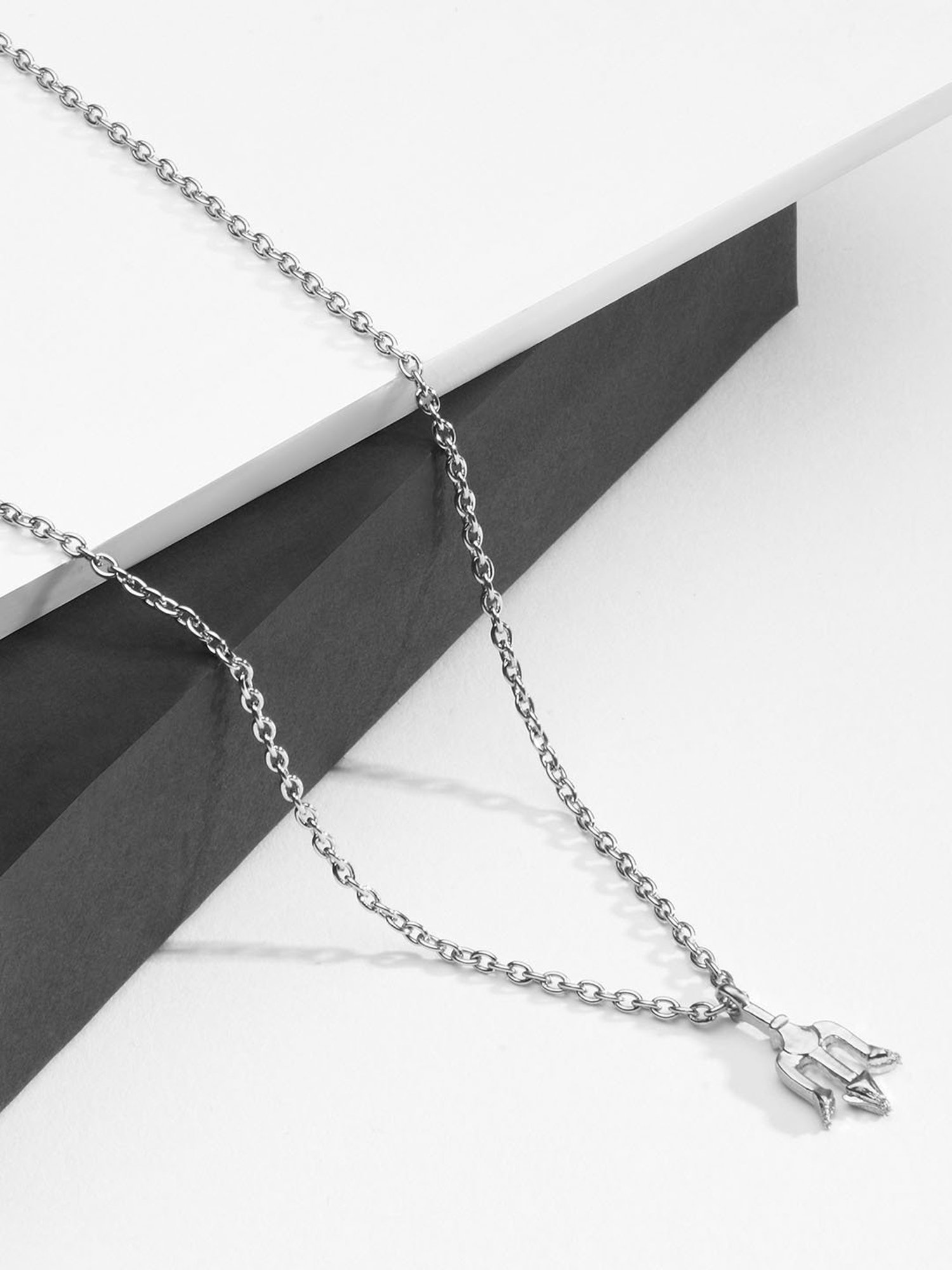 The Bro Code Silver-Plated Thrishul Pendant Necklace for Men