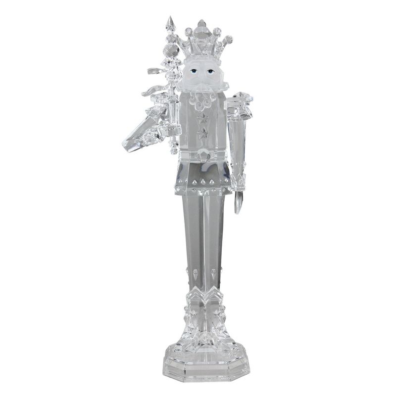 Roman 17.5" Icy Crystal Decorative King with Scepter Christmas Nutcracker