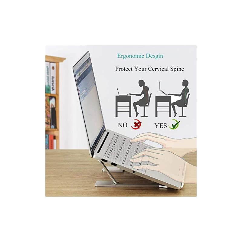 Laptop StandVentilated Portable Ergonomic Notebook Riser for DeskMultiAngle Portable AntiSlip Mount for MacBook Surface Laptop Notebook 1017 Tablet Silver+Mouse Mat