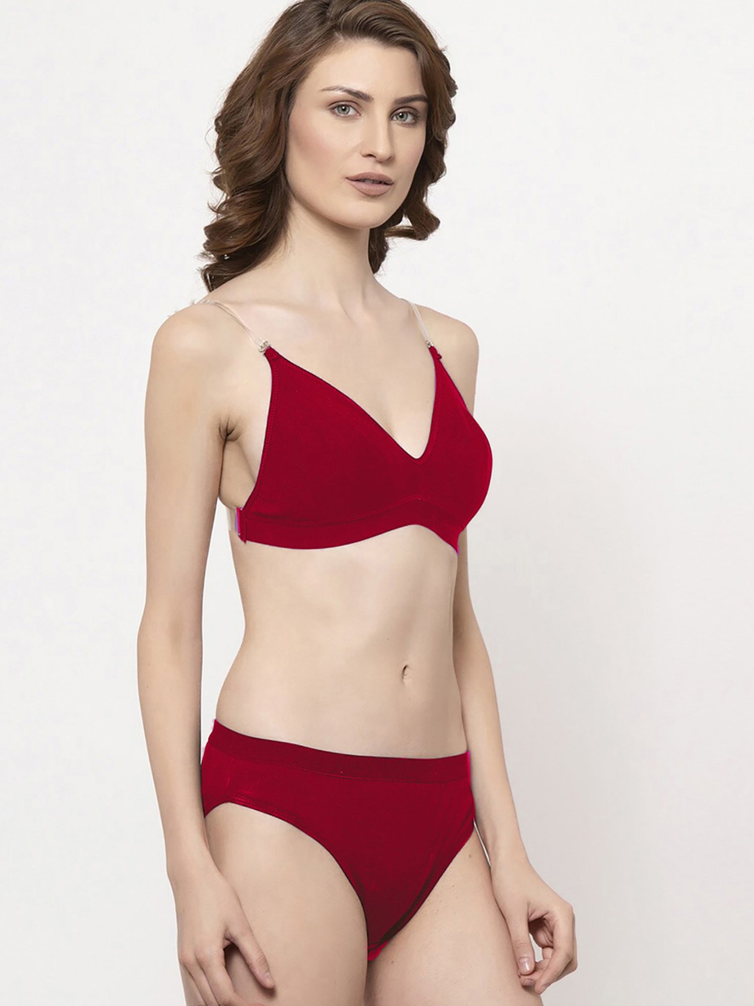 mod & shy Black Self Pattern Lingerie Set