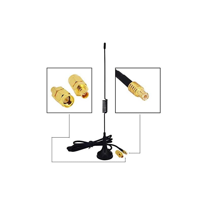 1090Mhz Antenna MCX Plug Connector 2.5dbi Gains ADS-B Aerial with Magnet Base RG174 1M+MCX Female to SMA Male Adapter Connector
