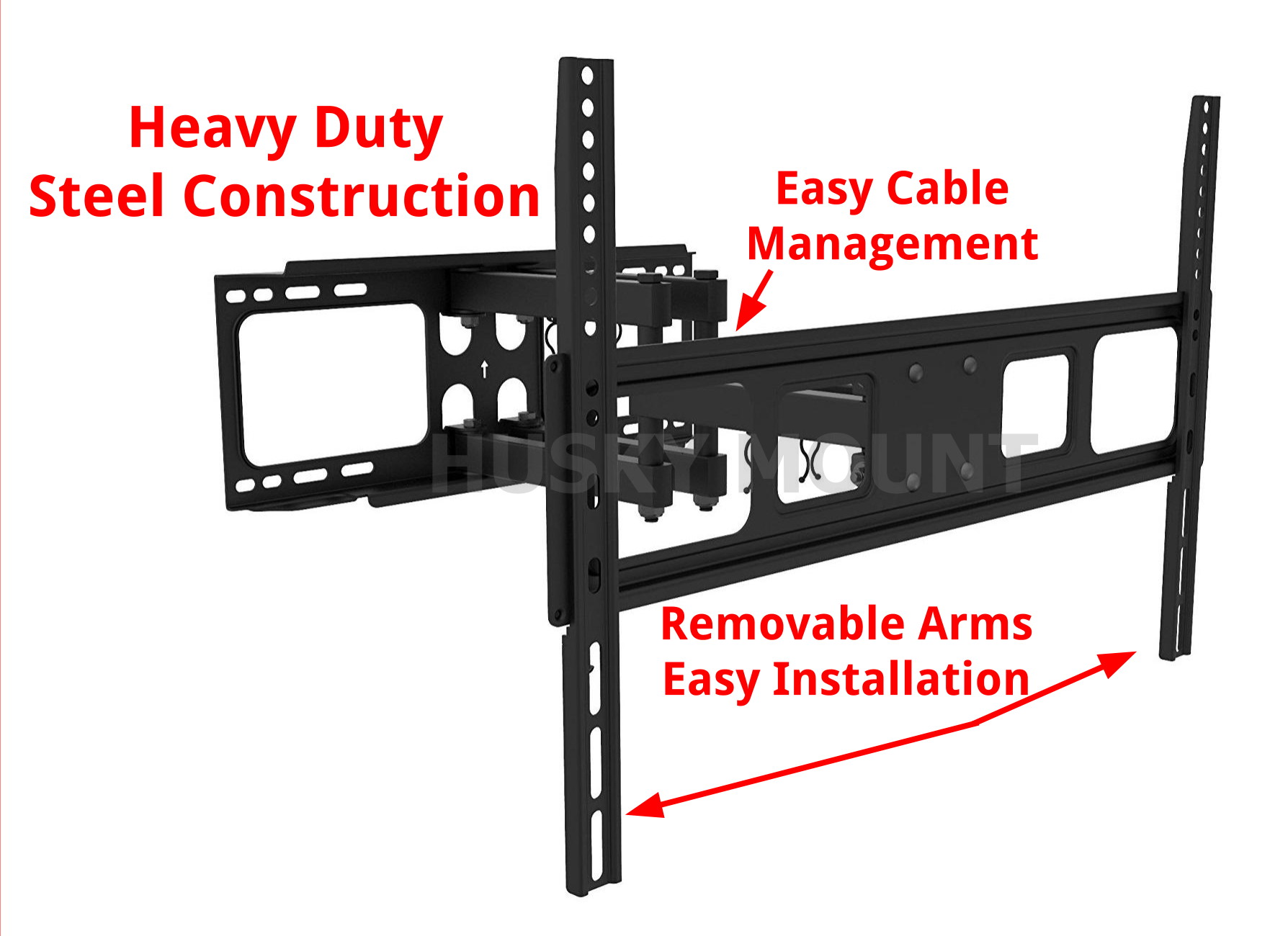 Husky Mount Heavy Duty Full Motion TV Wall Mount Bracket Fits 32" - 70" LED LCD Flat Screen