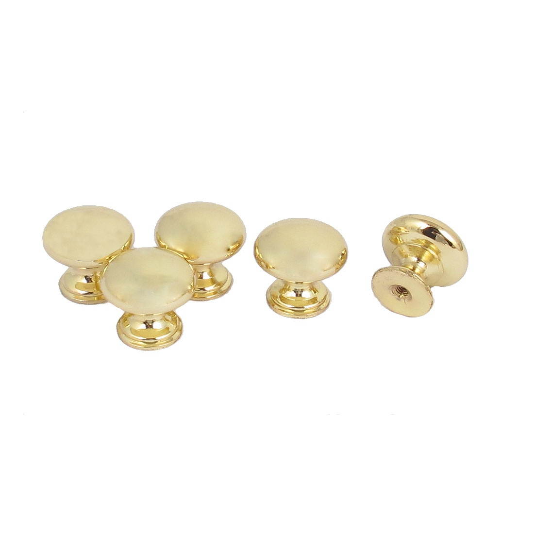 Dresser Drawer 25mm x 22mm Metal Round Pull Knob Gold Tone 5pcs
