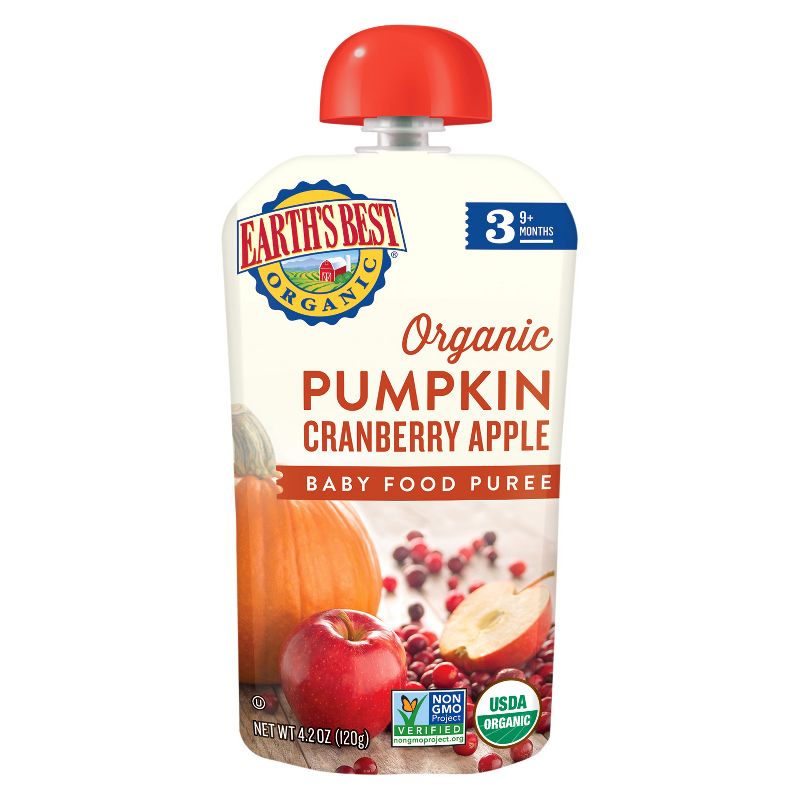 Earth's Best Organic Pumpkin Cranberry Apple Baby Food Pouch - 4.2oz