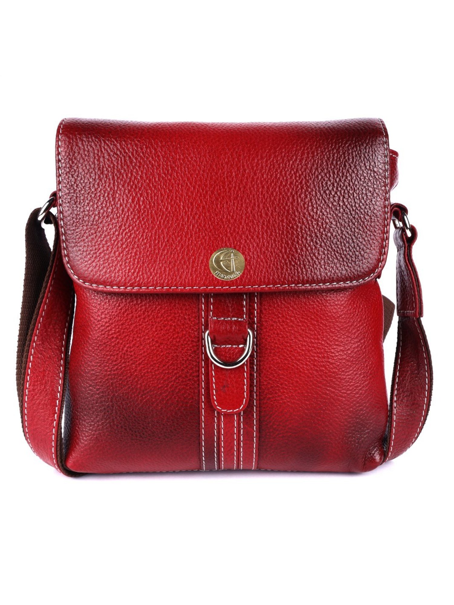 HiLEDER Pure Genuine Leather Messenger Shoulder Sling Cross Body Office Bag for Men and Women,Maroon