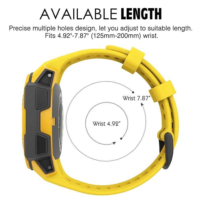 Watch Band Compatible with Garmin Instinct Sports GPS Smart Watch Soft Silicone Adjustable Replacement Strap Fit Garmin InstinctInstinct TideInstinct Tactical Yellow