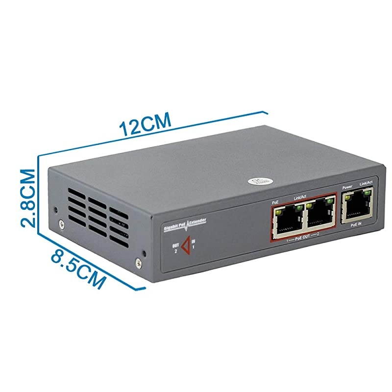 PoE Extender Ethernet 2 Port Switch Gigabit 30W  PoE+ Extender NetworkRepeaters IEEE 8023af Compliant