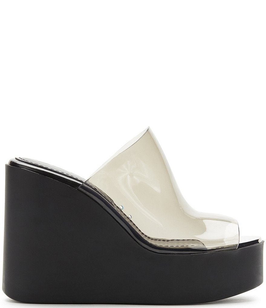 DKNY Pen Clear Vinyl Platform Wedge Sandals