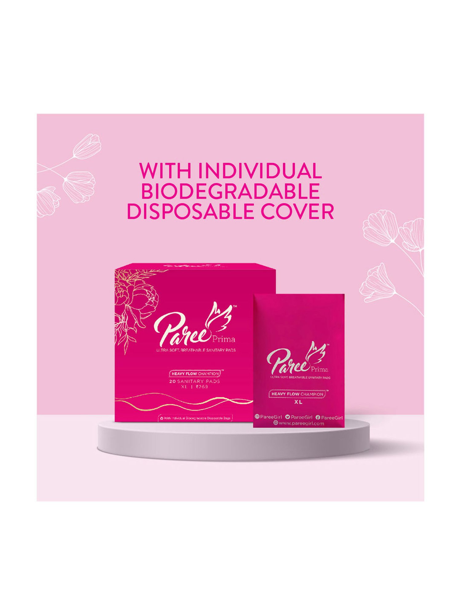 Paree Prima Ultra Soft Sanitary Trifold XL Pads for Women - 20 Pcs