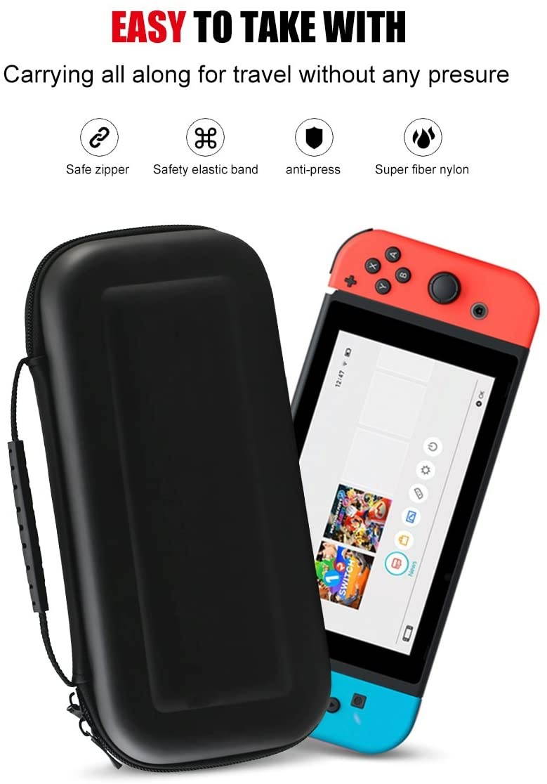 ProCase Nintendo Switch Case, Hard Shell Travel Carrying Box Case for Nintendo Switch with 8 Game Cards Holders -Black