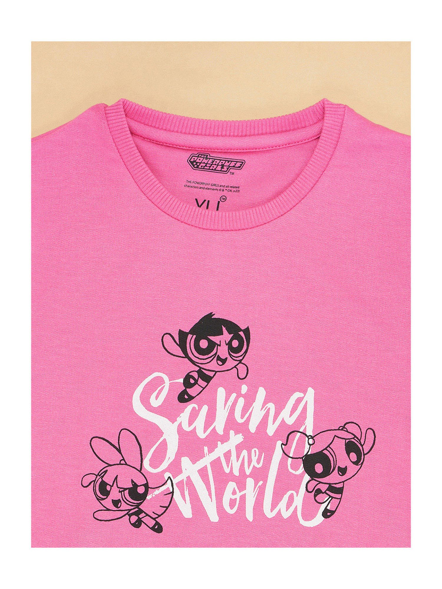 YU by Pantaloons Kids Pink Printed Full Sleeves Sweatshirt