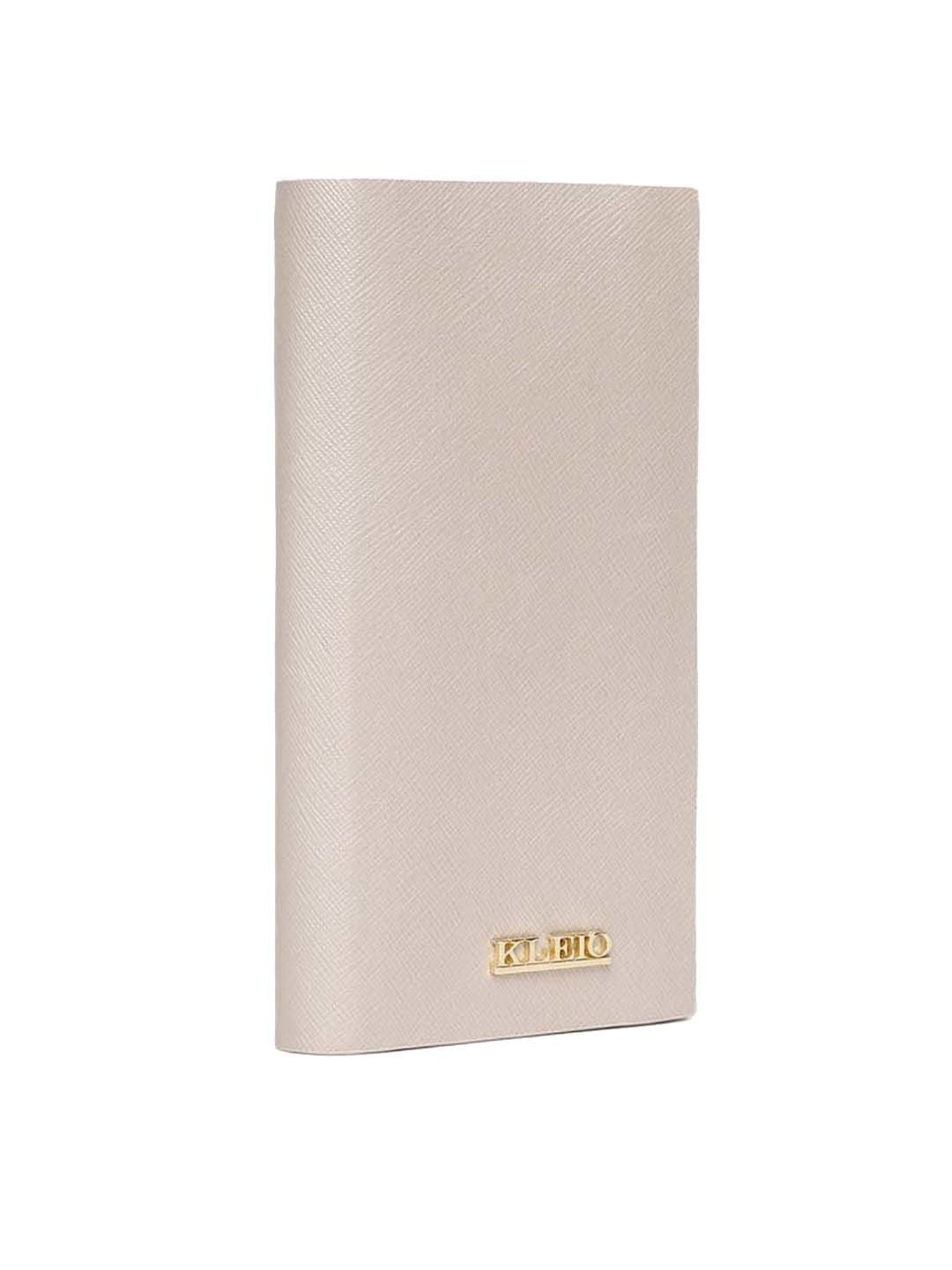 KLEIO Cream Solid Zip Around Wallet for Women