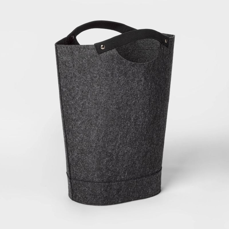 Household Essentials Round Brushed Stainless Hamper Wood Lid