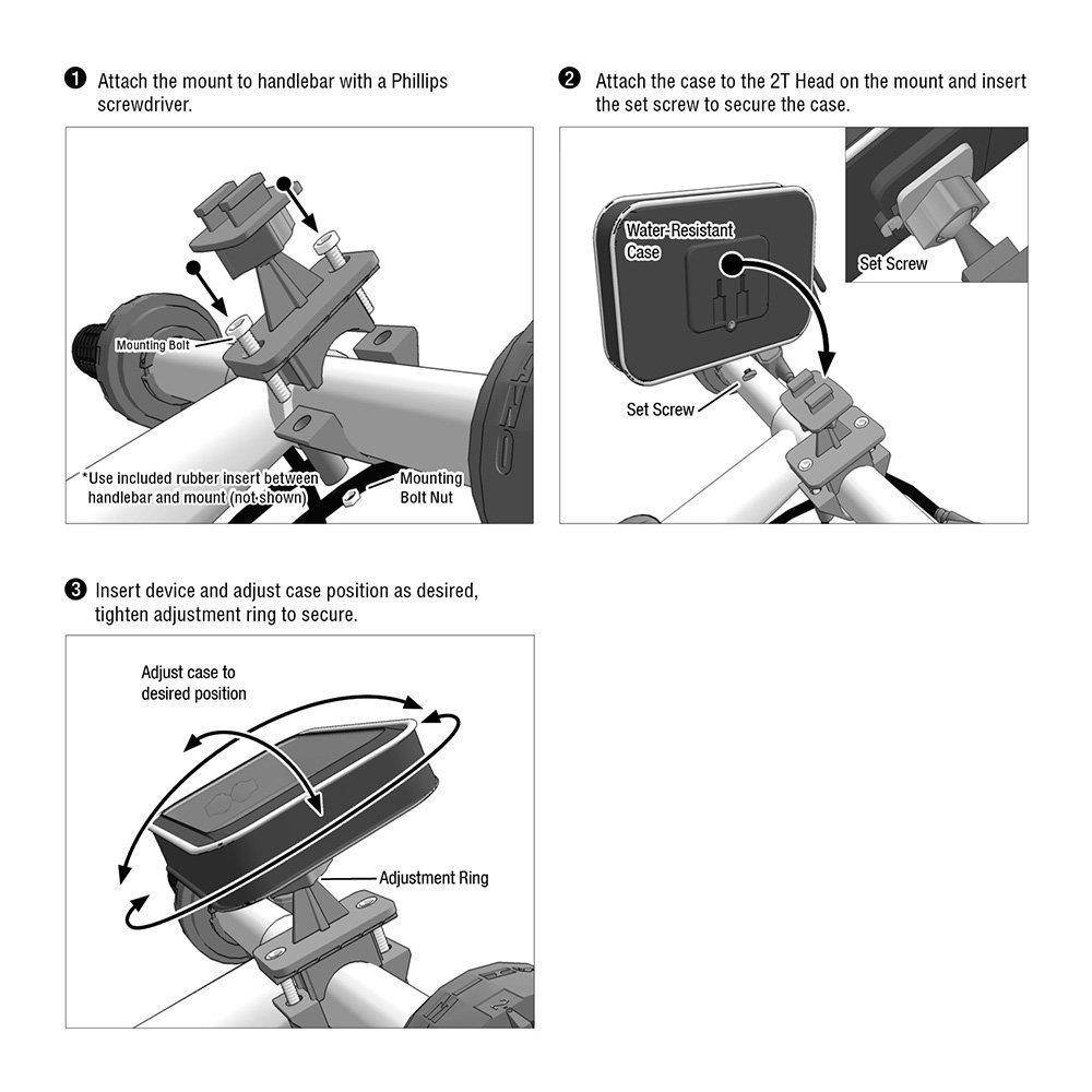 ChargerCity Universal Motorcycle / Bike Mount with Water Resistant Case for 4.3" & 5" inch GPS Garmin Nuvi Drive DriveSmart 50 51 52 54 55 56 58 57 42 44 45 2539 2555 2557 2595 2597 2598 2599 LM LMT