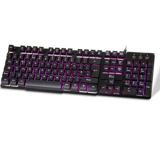 Rii RK100 3-LED / 5-LED Colors Large Size Backlit USB wired mechanical feeling multimedia gaming keyboard