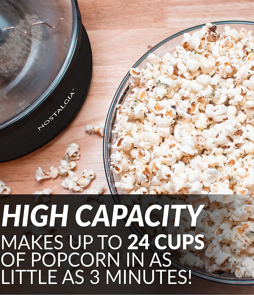 Nostalgia Electrics 6-Quart Stirring Speed Popcorn Popper, Black Stainless Steel