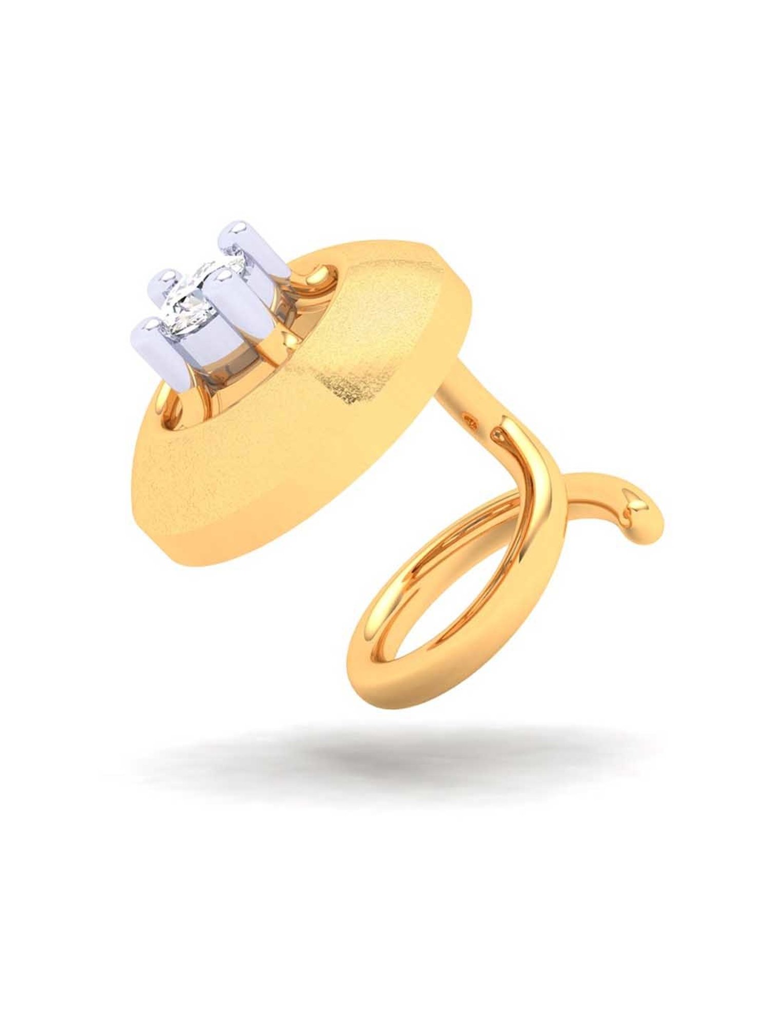 P.C. Chandra Jewellers 22k Gold Circle Shape White Stone Nosepin