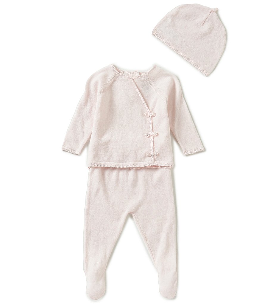 Angel Dear Baby Girls Newborn Long-Sleeve Knit Shirt, Footed Pants, & Hat 3-Piece Layette Set