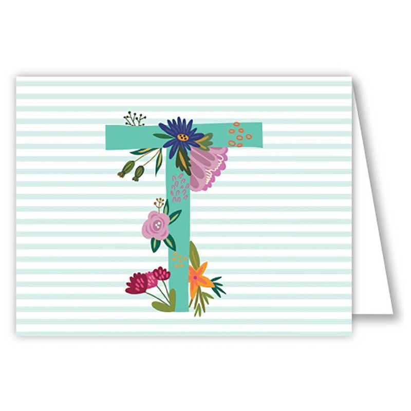 Folded Notes - Vintage Floral Monogram - T