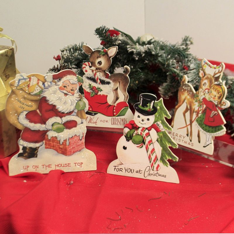 Christmas 8.25" Retro Christmas Dummy Boards.. Santa Deer Snowman Girl  -  Decorative Figurines