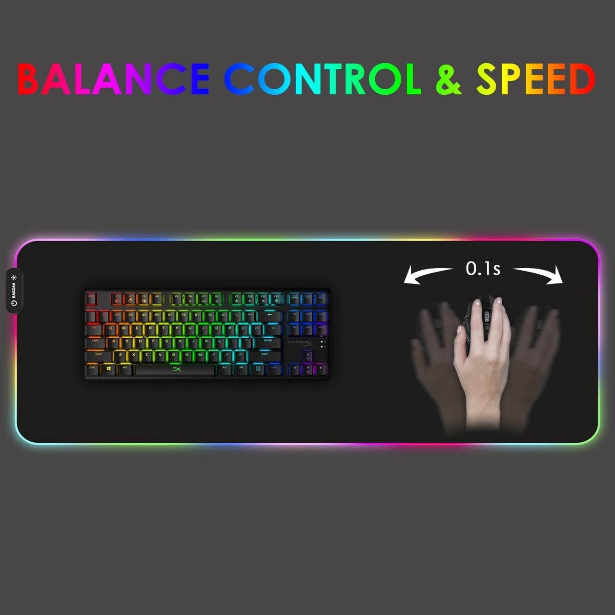 RAGZAN Large RGB Gaming Mouse Pad Led Extended XXL Soft Mousepad with 14 Lighting Mode Anti-Slip Rubber Base Computer Key Board Mouse Mat for PC Gamer/Laptop Gamer/Officer( 31.5&times11.8 inches)