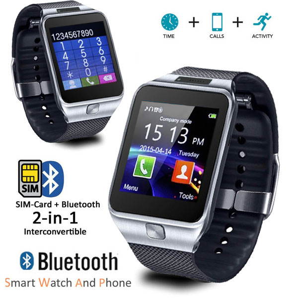 Indigi&reg; GSM 2in1 Unlocked SmartWatch&Phone [Bluetooth Sync + Camera + SMS & Call Notify + Pedometer]