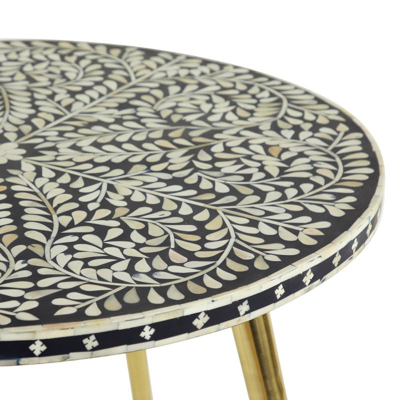 Round Coffee Tables With Design On Top Black With Gold Legs - Olivia & May